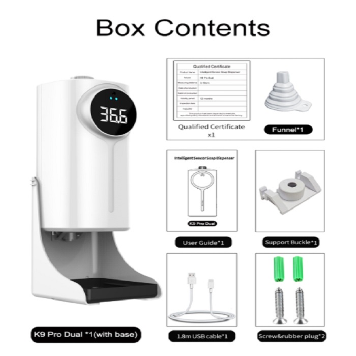 K9 Pro Dual Thermometer 2 in 1 Hand Sanitiser Dispenser