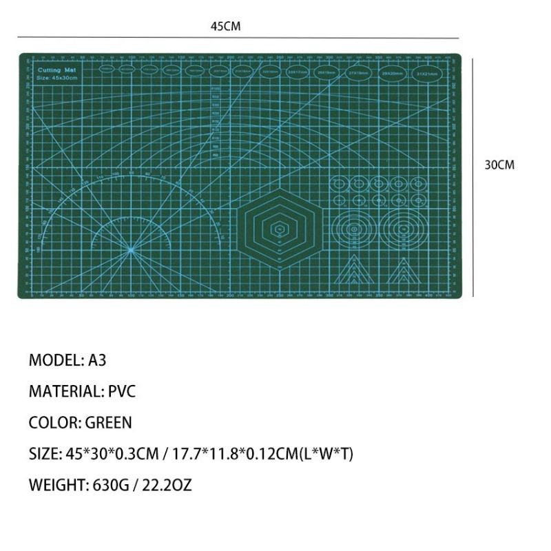A3 PVC Cutting Mat Cutting Pad Board Double-sided DIY Tool Cutting Board-Papan Potong / alas potong