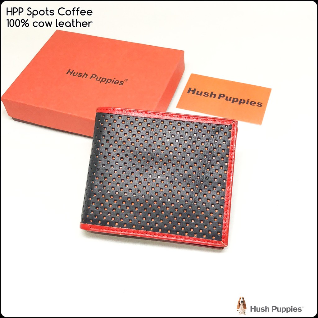 dompet kulit hushpuppies spots coffee premium bahan kulit sapi