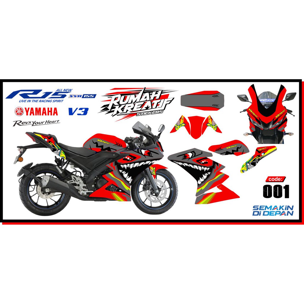 Decal All New R15 V3 / R15 V3 Sticker Striping Fullbody Variasi Yamaha rk-a