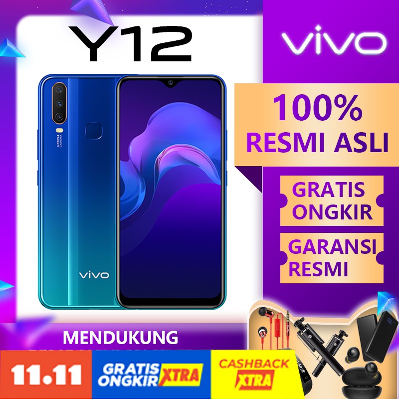 Vivo Y12 3GB 32GB 64GB GARANSI RESMI BNIB 5000mAh Battery