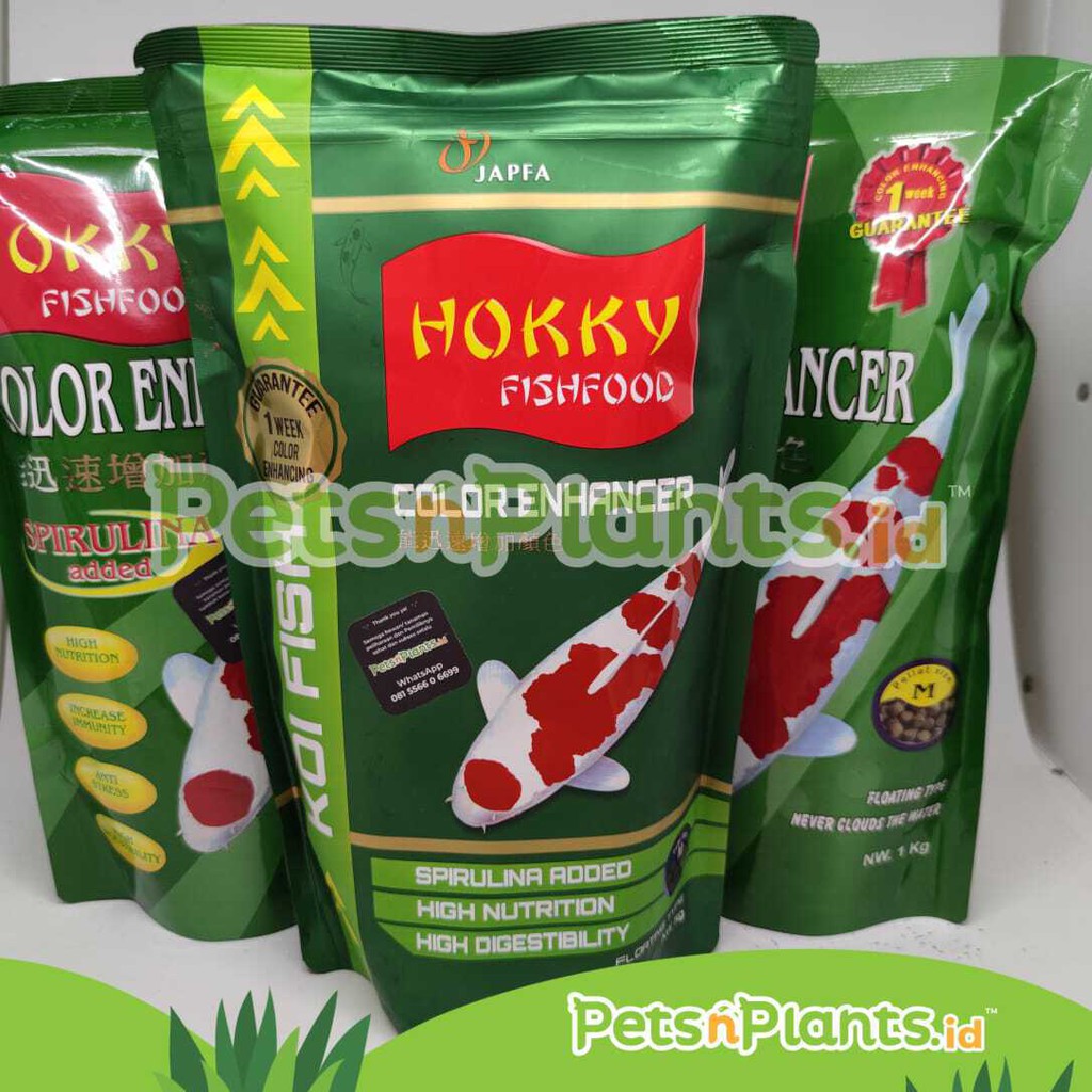 Pelet Pakan Makanan Ikan Koi Hokky Color Enhancer Spirulina Penambah Warna 1 Kg