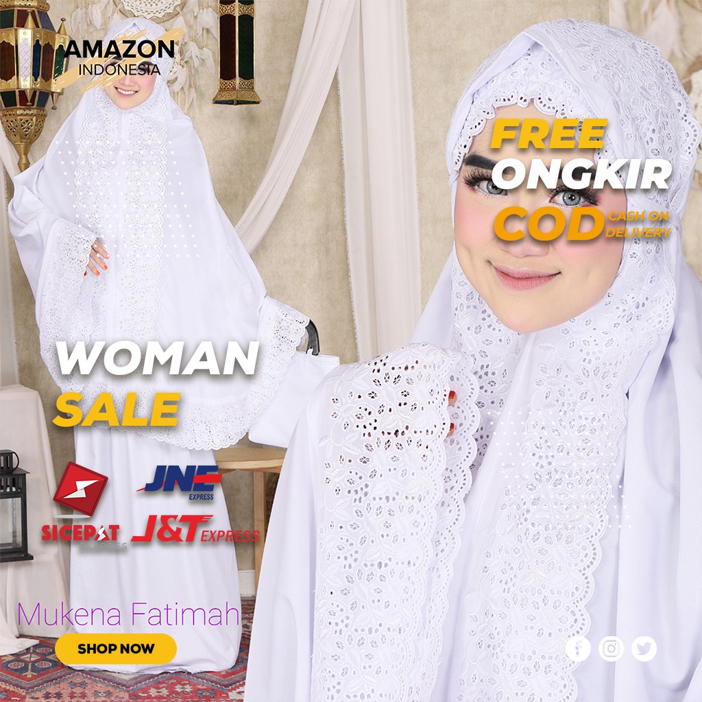 MUKENA WANITA DEWASA WARNA WHITE BAHAN ROSELA ORIGINAL DINGIN TEBAL KOMBINASI RENDA GOOD QUALITY ORI