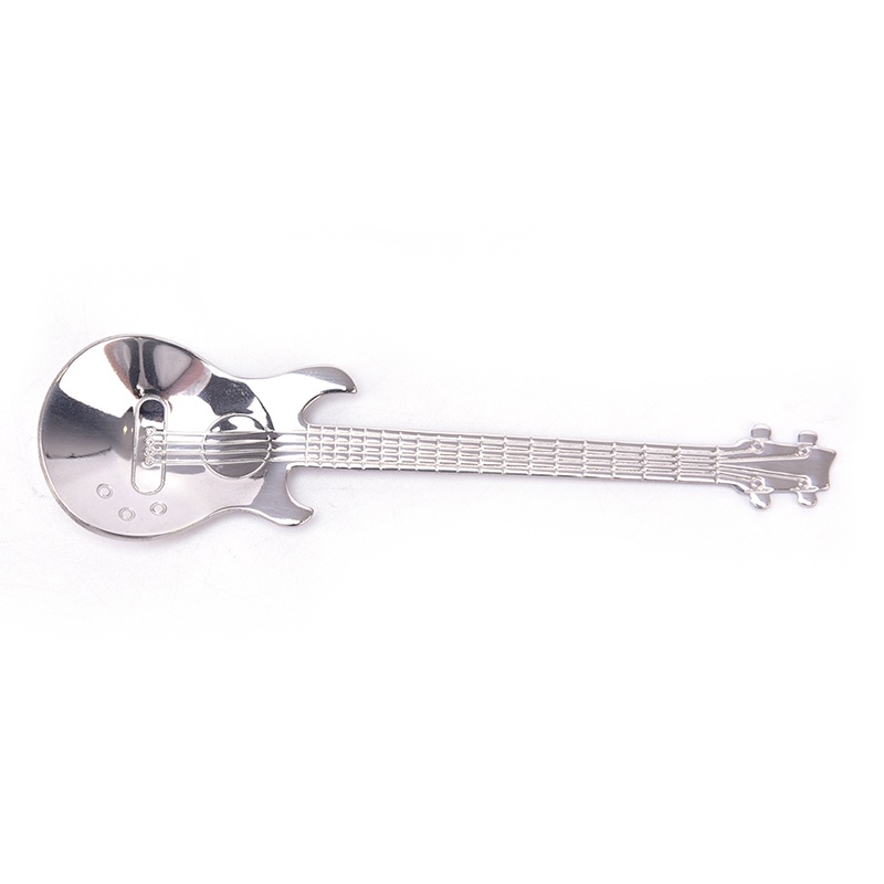 7pcs Sendok Teh Es Krim Kopi Dessert Bentuk Gitar Bahan Stainless Steel Untuk Peralatan Makan