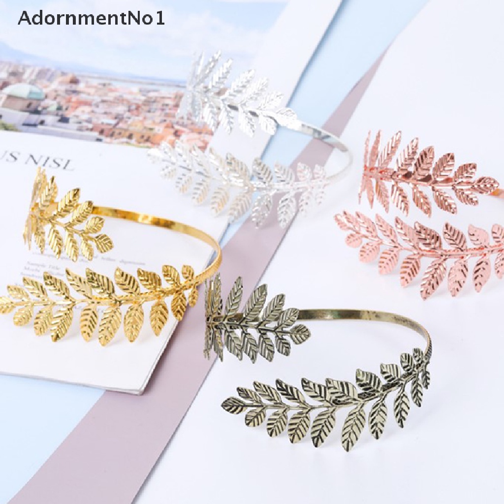 (AdornmentNo1) Gelang Lengan Atas Desain Daun Bahan Metal Gaya Yunani / Romawi Untuk Wanita