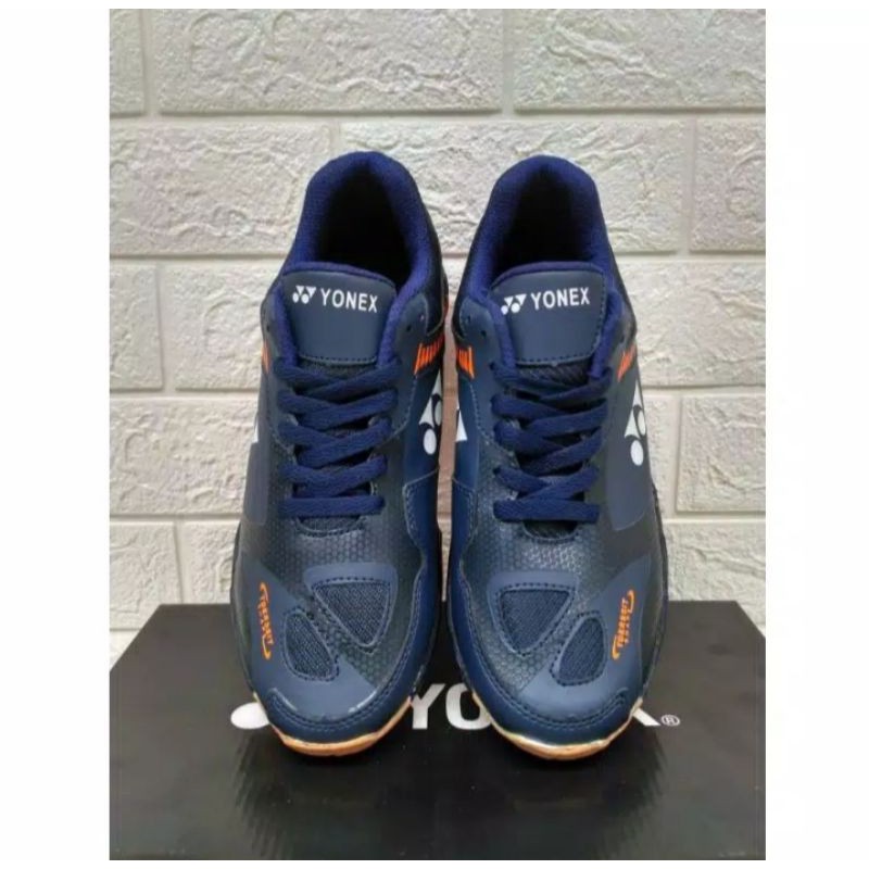 (COD) SEPATU OLAHRAGA BADMINTON YONEX MENS POWER CUSHION 6 Navy Orange