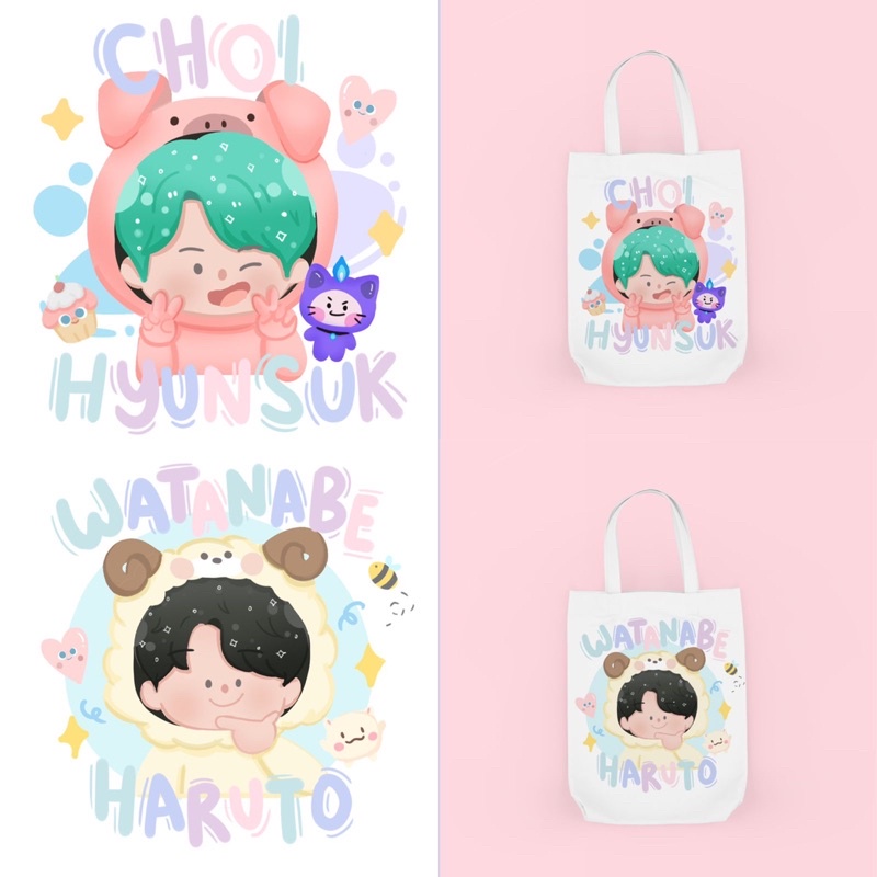 Tote Bag Cute dan Bergambar Karakter Member Treasure/ YG Entertaiment