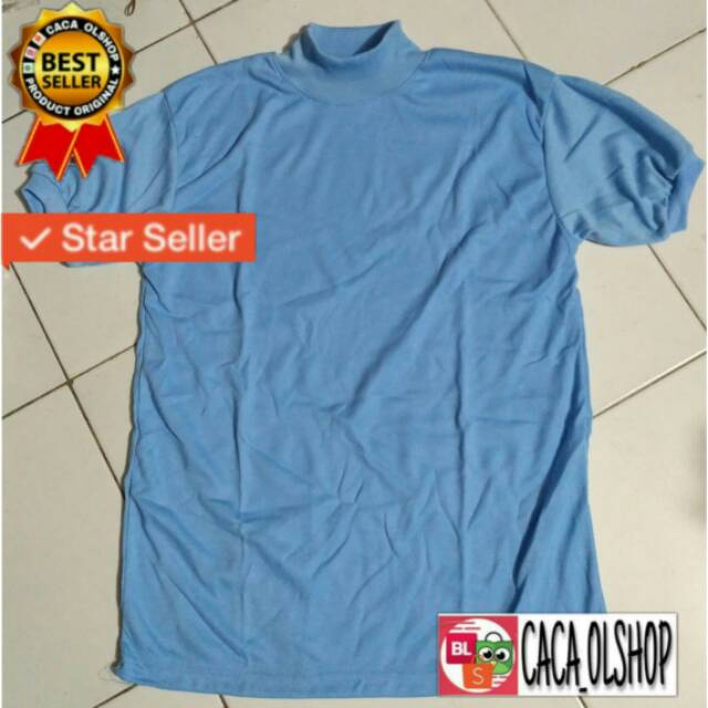 Kaos Dalam Biru Muda Polos Kerah Leher Tinggi