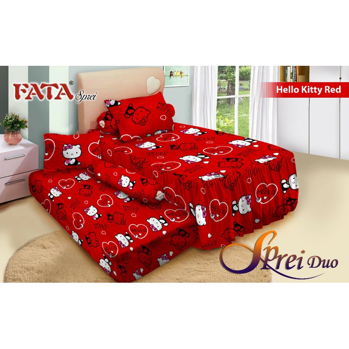 SPREI FATA DUO BED SORONG HELLO KITTY RED 120x200