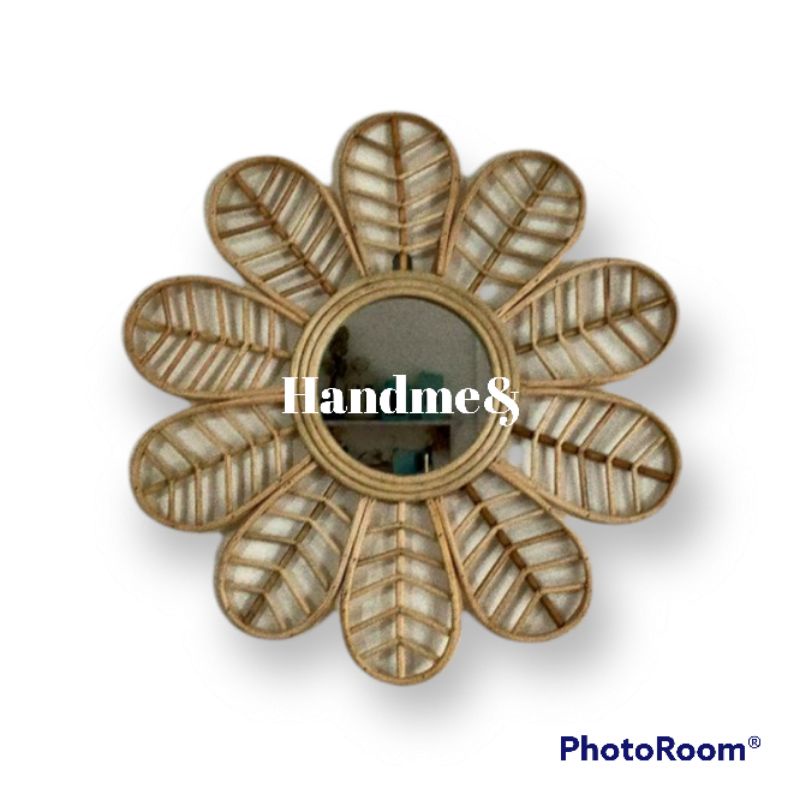 cermin rotan asli/walldecor cermin estetic/hiasan dinding kaca Rotan/hiasan cermin dinding