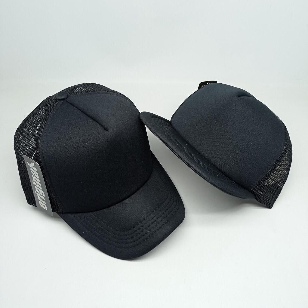 Topi Jaring Trucker Hitam Polos Dewasa Premium Topikupolos