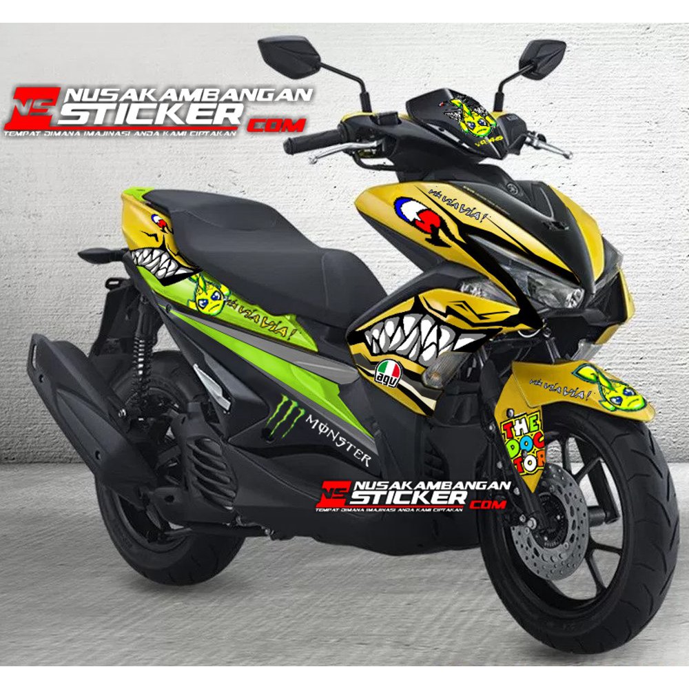 Decal Sticker Aerox Shark Kuning Terbaik