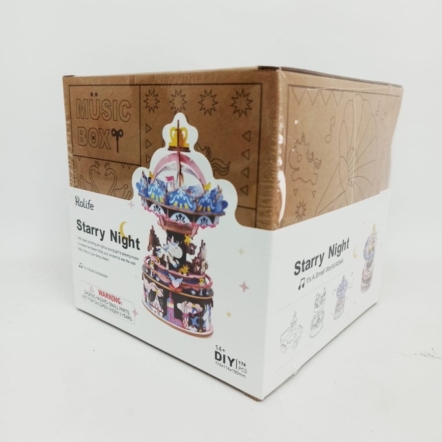 ROLIFE Robotime Diy Music Box Starry Night Am44 Perfect Gift For Your Love One