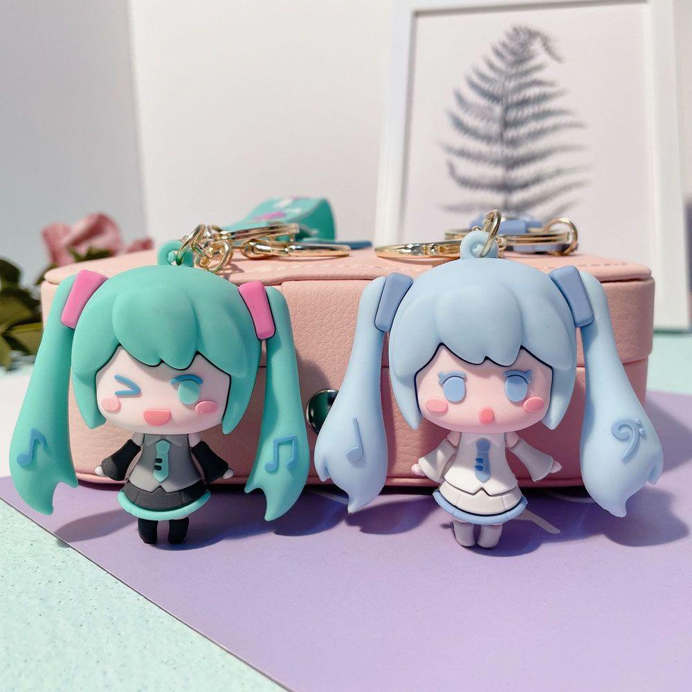QUINTON Miku Hatsune Gantungan Kunci Perhiasan Hadiah Miniatur Mobil Gantungan Kunci Anime Jepang Darah Panas Anime Key Ring