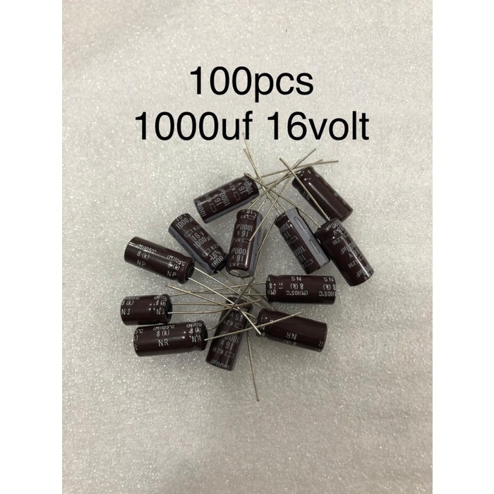 100Pcs Capacitor Elco 1000uf 16v Kapasitor Elko 1000uf 16v