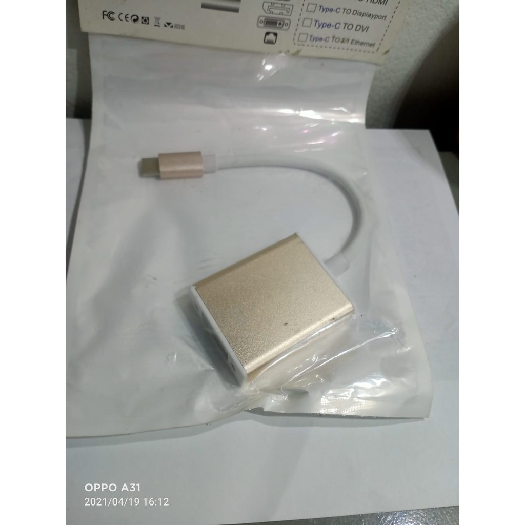 converter tipe c to vga KABEL USB 3.1 TYPE C TO VGA TIPE CONVERTER PROYEKTOR NEW MACBOOK CABLE
