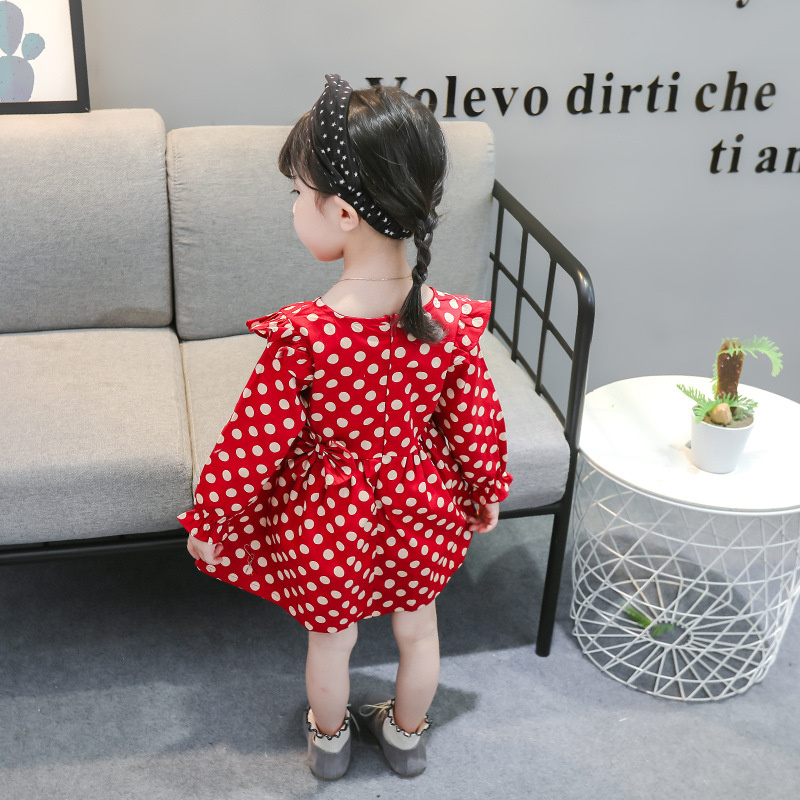 DR9-Dress Anak Bayi Perempuan Red Big Dot