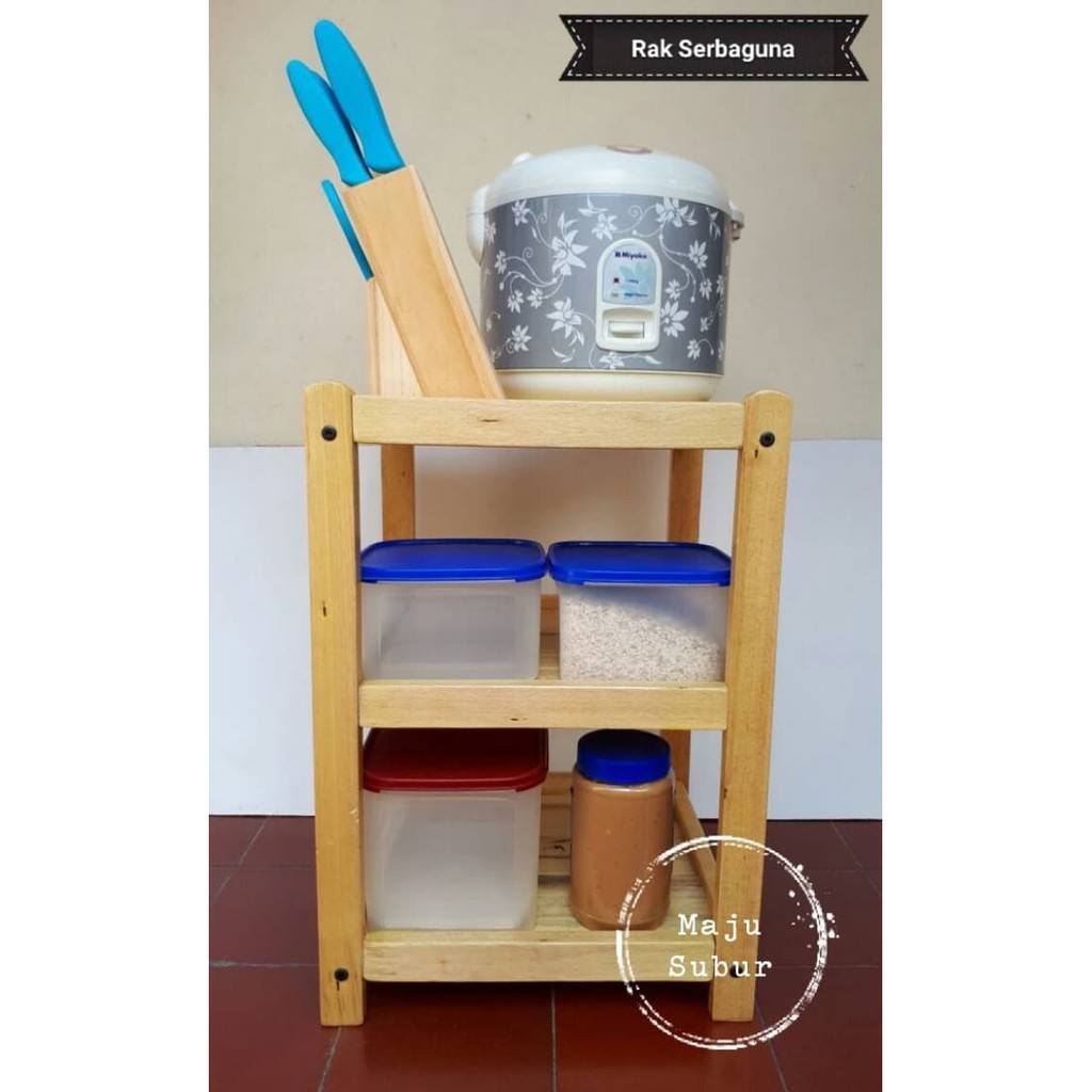 Rak/Meja Kayu Susun 3 Dispenser/Magic Com Serbaguna