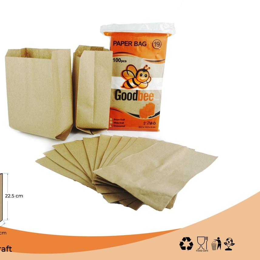 

Goodbee Paper Bag kode 19 - Brown Kraft - Kantong Kertas Goodbee 100pcs