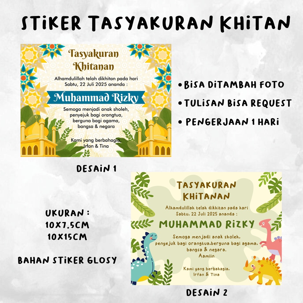 Jual STIKER / KARTU KHITAN / UNDANGAN TASYAKURAN / WALIMATUL /KOTAK