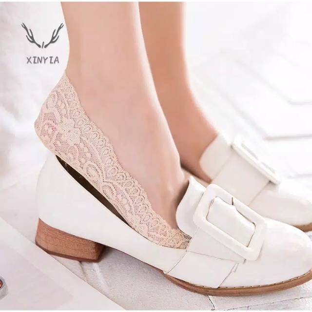 Kaos Kaki Wanita Perempuan Semata Kaki Renda Untuk Flatshoes Lace Boat Hidden Socks / Kaos Kaki Lucu