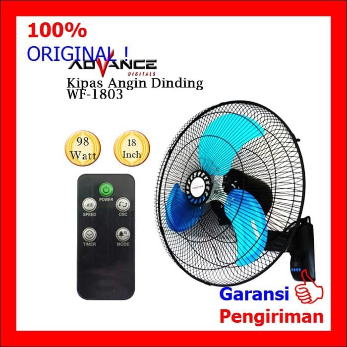 Kipas Angin Dinding Wall Fan Baling Besi Remote 18 Inch