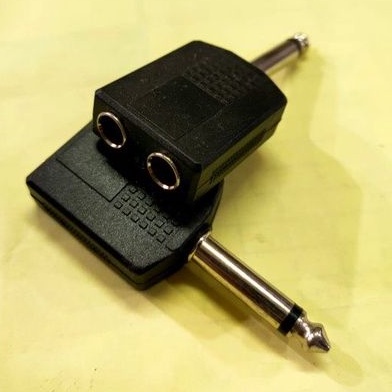 Jek T Akai 6.5mm 2 female to 1 male jack konektor cabang Mic