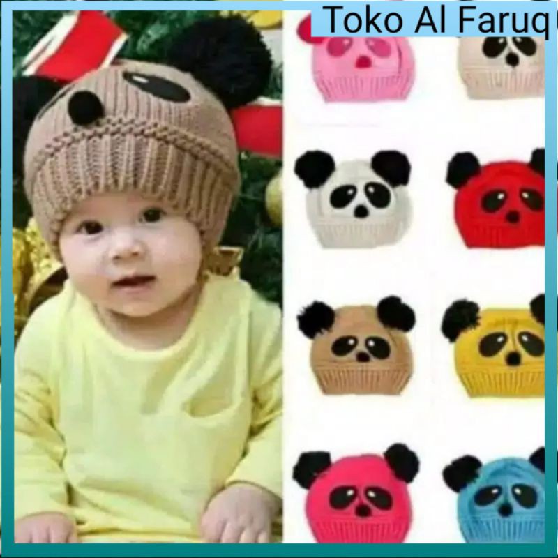 Topi Kupluk Rajut Anak Karakter Panda