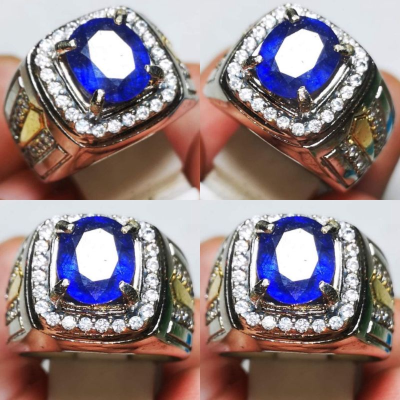 Batu Blue Safir Asli Natural Bukan Lab Cutting Super mewah HQ crystal