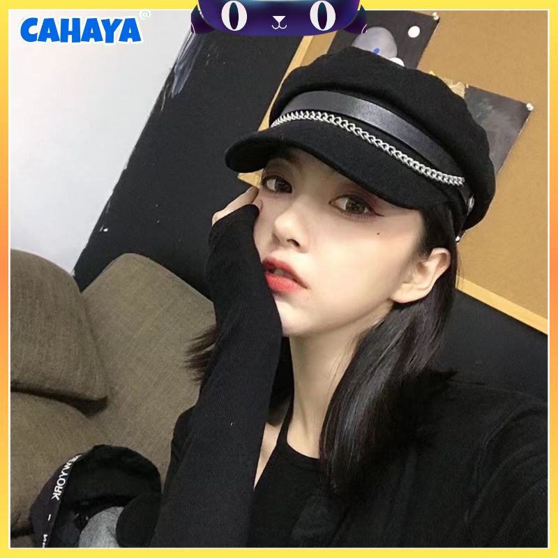 Topi beret mangaka komikus kulit imitasu leather korea wol winter CAHAYA S31