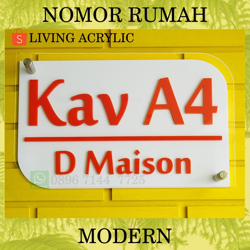 [BEST SELLER] Nomor Rumah Acrylic 3 Lapis Warna Timbul Dekorasi Hiasan Dinding Akrilik 4.9