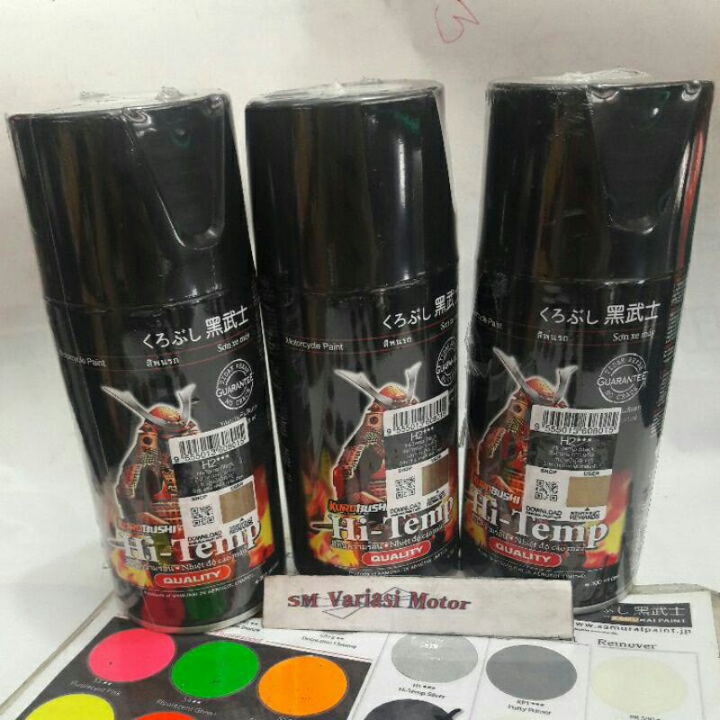 Pilok Samurai Hi- Temp Black H2 300ml - Pilox Samurai Paint Hitam Anti Panas Cat Semprot