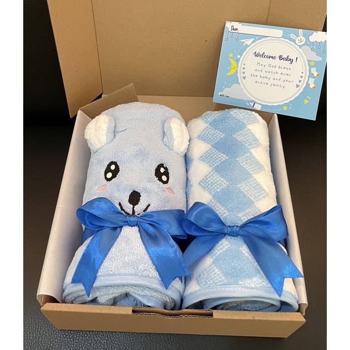 Hampers Bayi | Kado Bayi | Hampers baby boy | Hampers Baby Girl | Kado Lahiran | Baju Bayi | Handuk Bayi-FLO HK Handuk-Biru