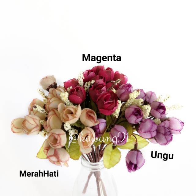 AF09 Bunga Mawar Kuncup Kecil Sintetis Artificial Flower Wedding Bouquet Home Decoration