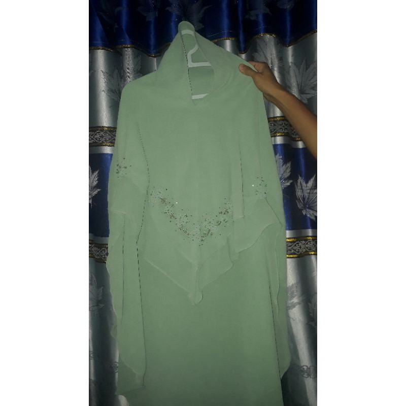 Khimar Mint Swarkovski Neli Collection Murah Meriah Harga 150rb diskon 50rb jadi 100rb