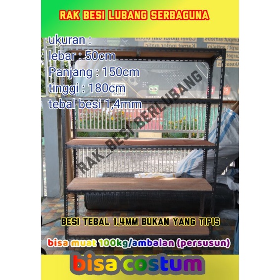rak susun 6 serbaguna besi siku lubang tebal 1,4mm
