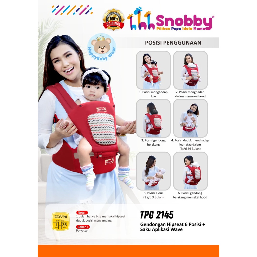 Snobby Gendongan Hipseat 6 Posisi + Saku Aplikasi Wave TPG2145