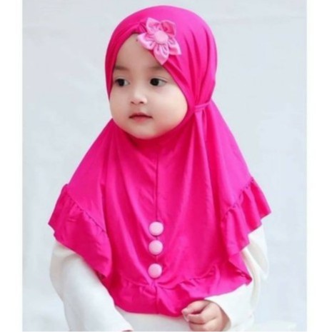 Jilbab Anak Bayi Perempuan Instan Lucu BUNGA MATAHARI 0-3 Tahun Jersey