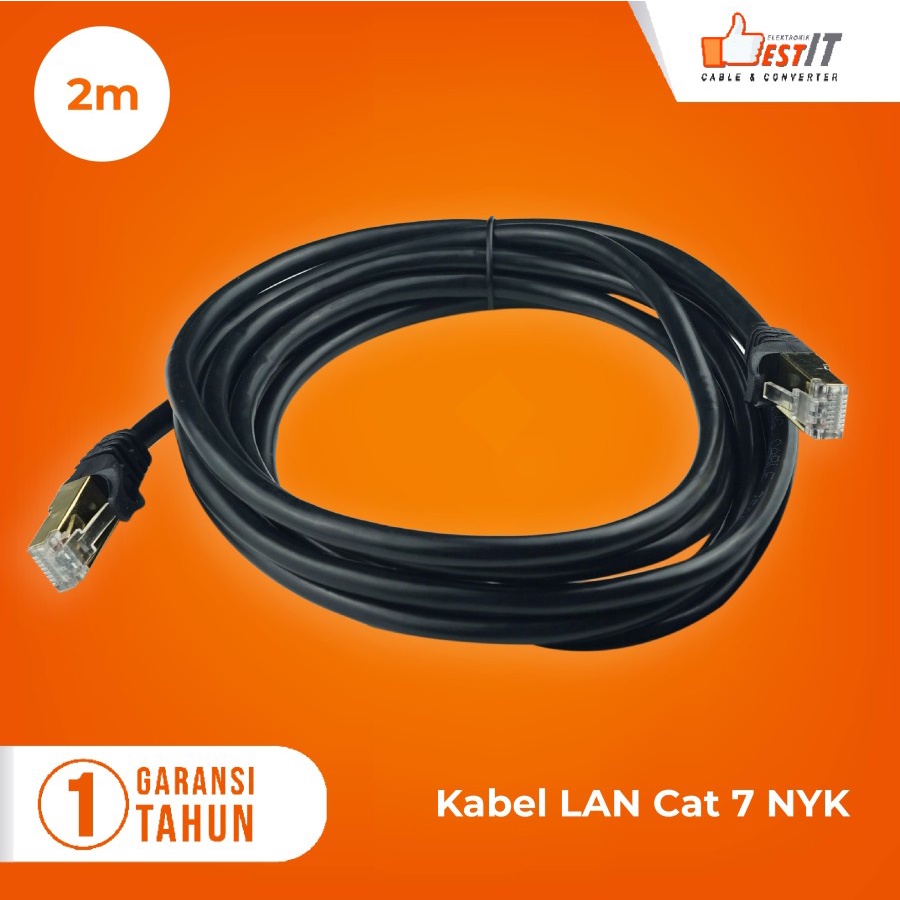 Kabel Lan SSTP Cat7 Ethernet Network 10Gbps Gold Plated RJ45 2 Meter NYK