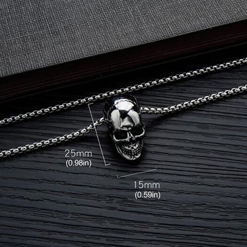 Kalung Rantai Liontin Tengkorak Lapis Emas Gaya Hip Hop Gothic Untuk Pria