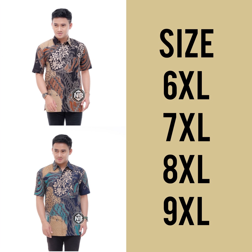 Pre Order Hem Batik Pria Jumbo Lengan Pendek 6XL 7XL 8XL 9XL