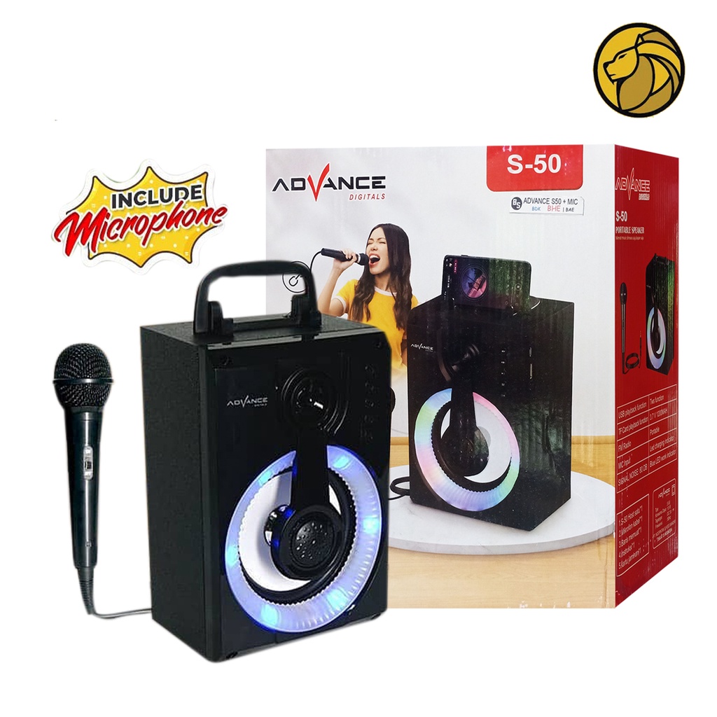 Speaker Bluetooth Advance S50 4 Inch + Microphone Wired Karaoke