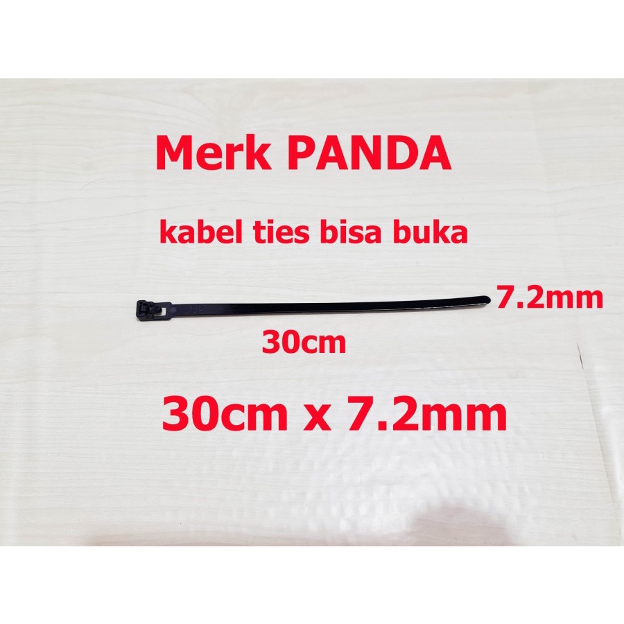 Kabel Ties Bisa Buka PANDA 10cm - 15cm - 20cm -25cm -30cm - 40cm lebar 7.2mm HITAM - Reusable Cable Ties