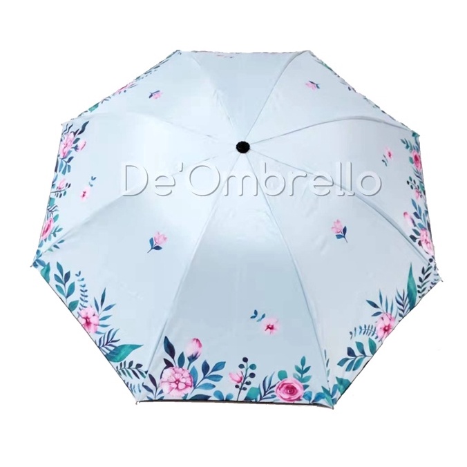 (521)Payung Fancy Motif Bunga Rose Dalam Hitam Anti UV/PREMIUM UMBRELLA