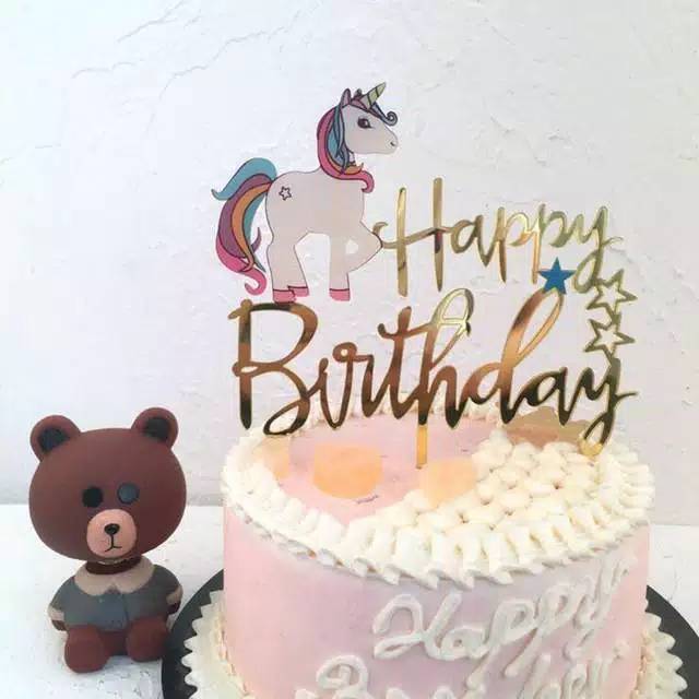 Cake Topper Acrylic Unicorn HBD/Hiasan Kue Captain Amerika/Tusukan Kue