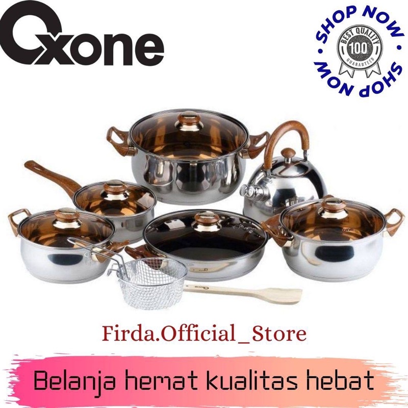 Oxone OX933 Eco Cookware Set Panci Stainless Set Perlengkapan Memasak Panci Serbaguna 12+2Pcs OX-933