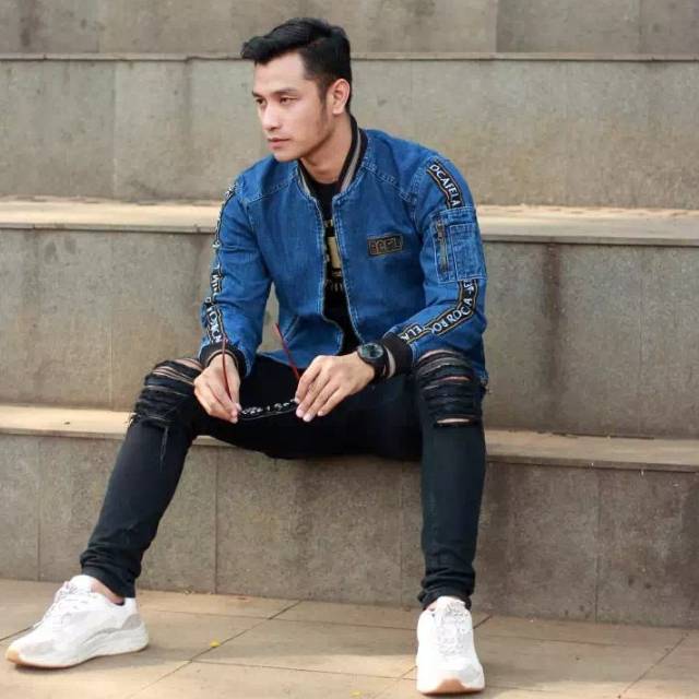 Jaket Jeans Bomber Pita Bordir Pria Jaket Jeans Bomber Roca Fella Jaket Jeans Bomber Distro