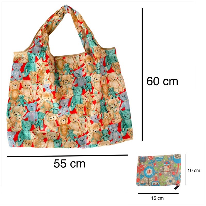 Tas belanja lipat jumbo import tote shopping bag wanita animal edition