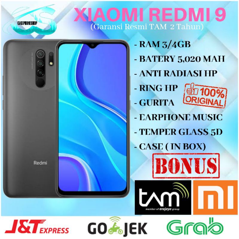 XIAOMI REDMI 9 4/64 & 3/32 RAM 4GB ROM 64GB GARANSI RESMI TAM 18 BULAN