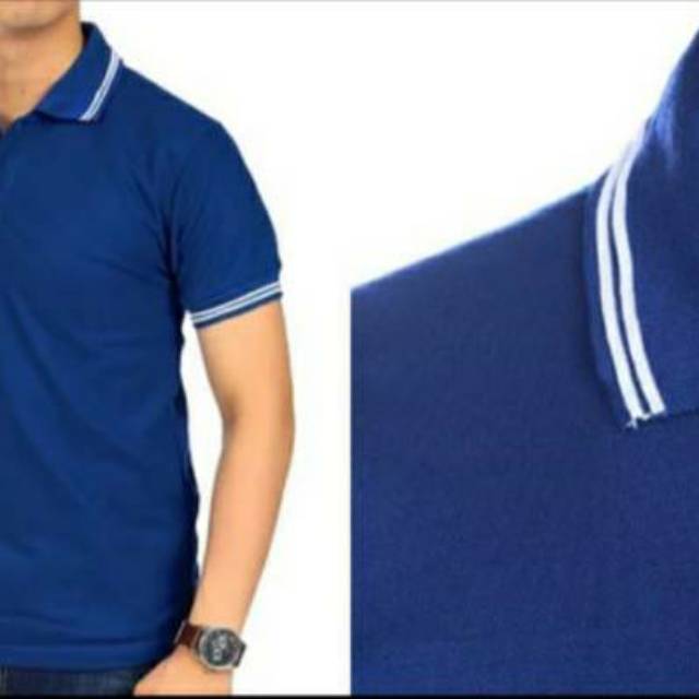 KAOS POLO BIRU BENHUR - KAOS KERAH BIRU - POLO BIRU BENHUR LIST PUTIH - POLO PRIA - KAOS PRIA